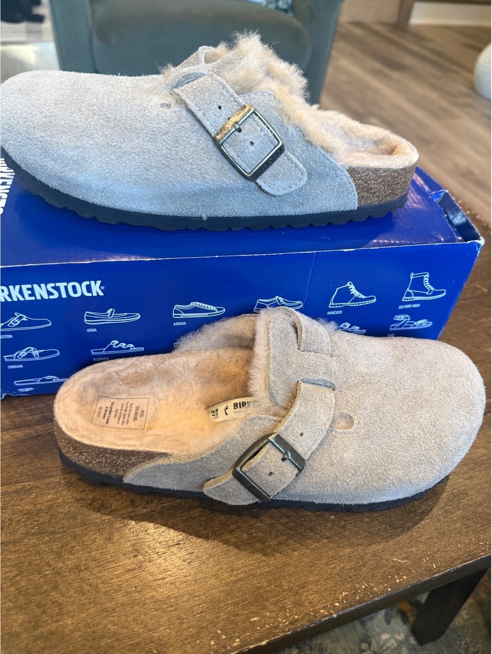 Birkenstock Shearling Style Suede Slip-On Clogs with Buckle